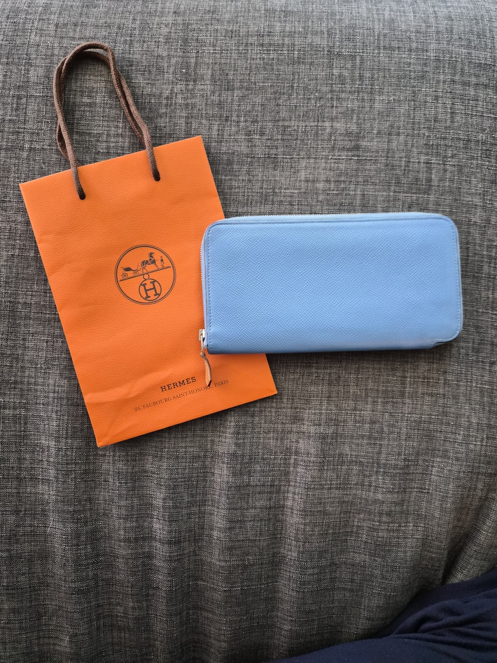 Hermès Epsom Azap Silkin Long Ziparound Wallet Della Cavalleria Blue